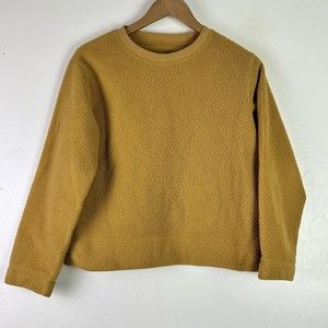 EVERLANE Oversized Renew Teddy Fleece Pullover Mustard Sweatshirt Sweater XS